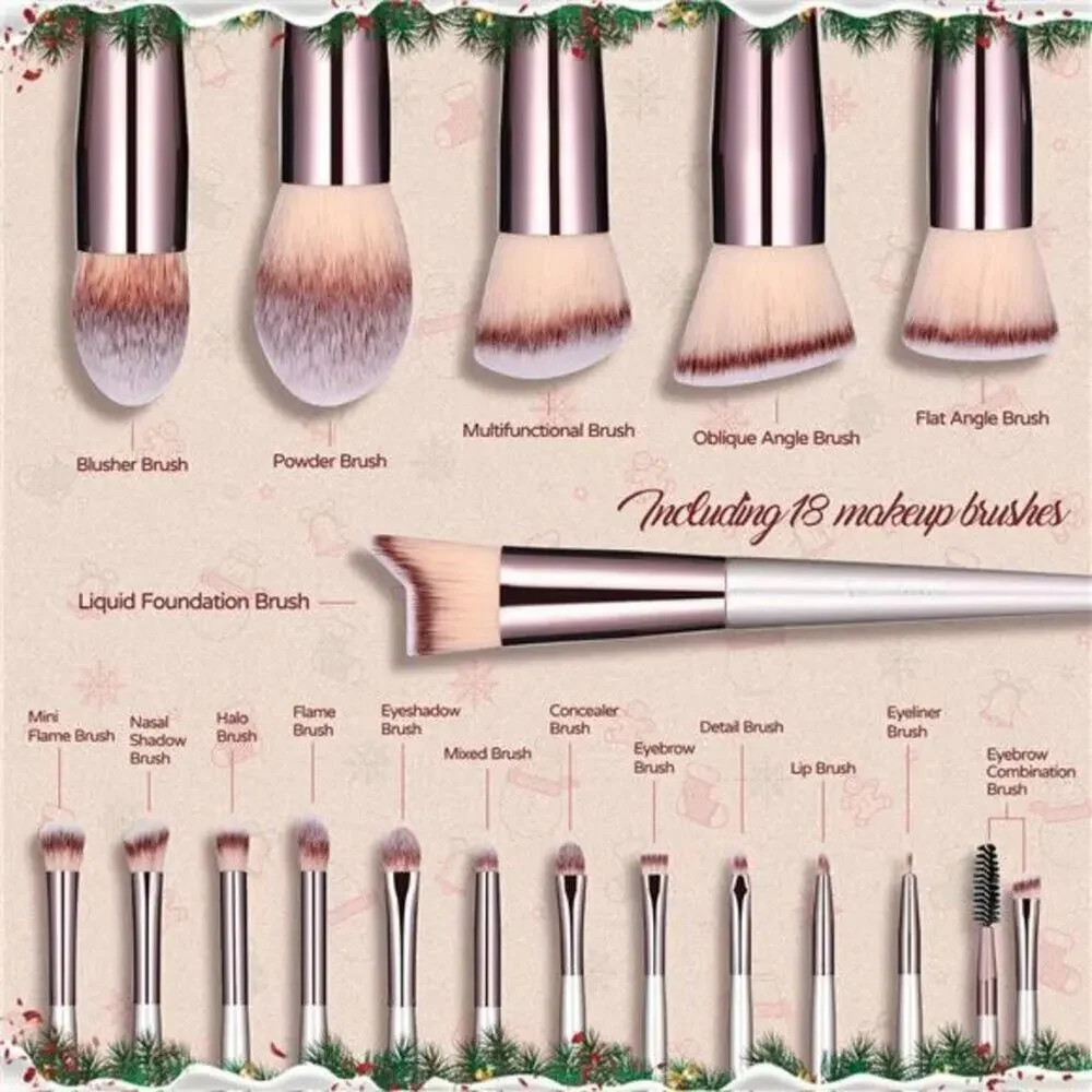 Makeup Brush Set 18 Pcs Premium Synthetic Foundation Powder Concealers